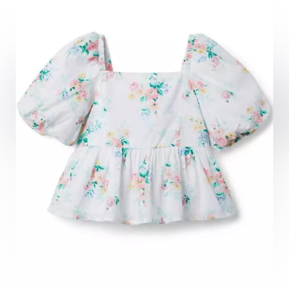 Janie & Jack Floral Bubble Sleeve Top size 6
